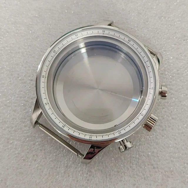 Tandorio Chronograph watch case for vk63 quartz Movement 316l stainless steel mineral glas