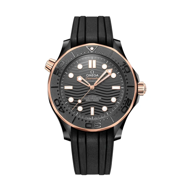 OMEGA Seamaster Diver 300M Ceramic and Sedna Gold 43.5mm - Black on Rubber Strap O21062442