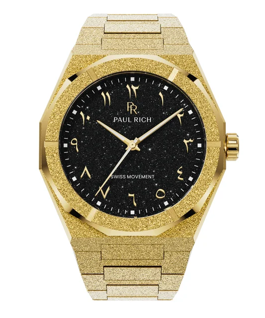 Paul Rich Frosted Star Dust II PR99IIBlackArabic - Gold kol saati