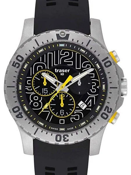 Traser Elite Chronograph with Tritium Illumination and 12-Hour Totalizer #105858 45 mm kol saati