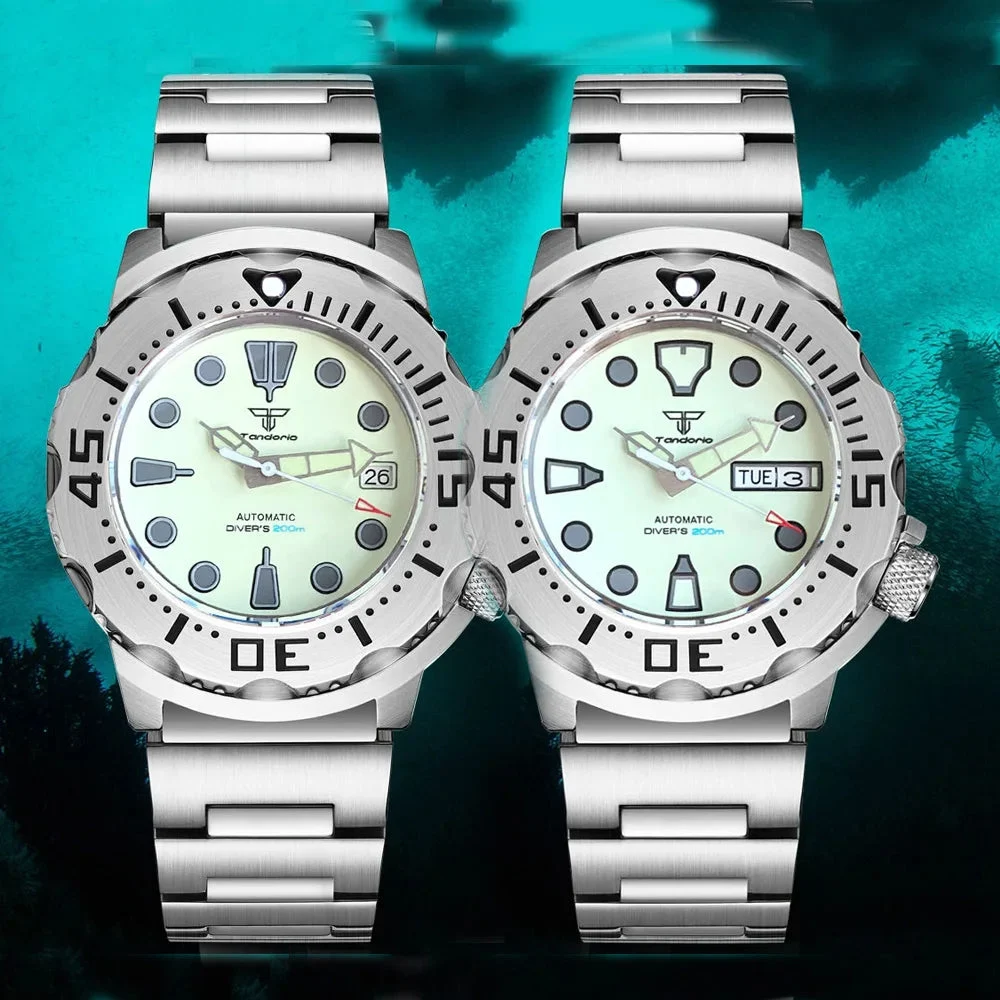 Tandorio Diver Fully Luminous Dial Monster AR Sapphire 42mm 20Bar 14:29#black model 42 mm kol saati