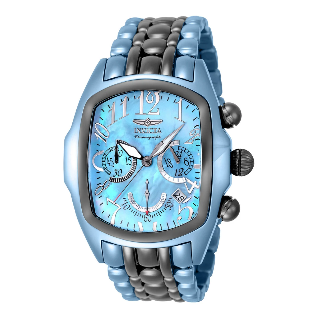 Invicta Lupah Watch w/ Mother of Pearl Dial - 44.5mm. Ice Blue. Gunmetal (45864) 44.5 mm kol saati