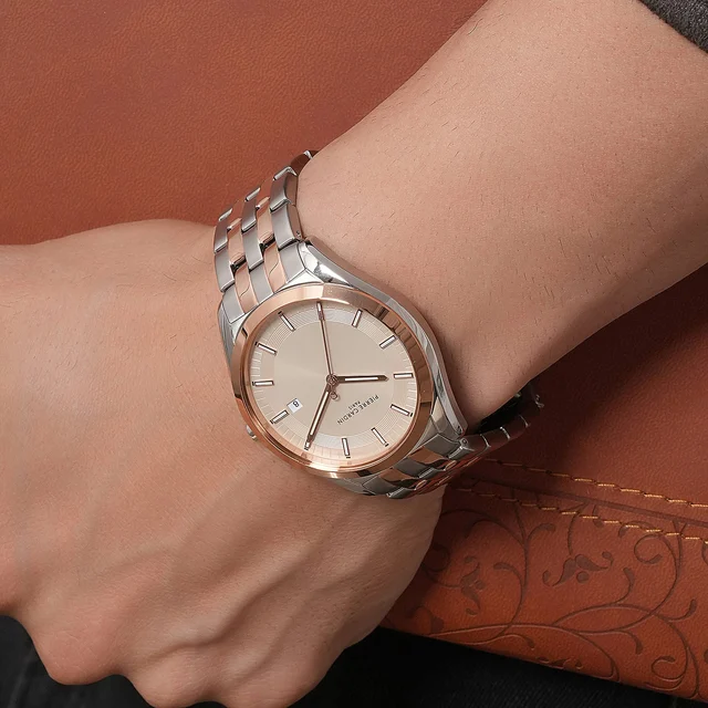 VAUGIRARD Men’s 42mm Classic Watch - Two-Tone Rose Gold & Silver Case, Salmon Dial with Si