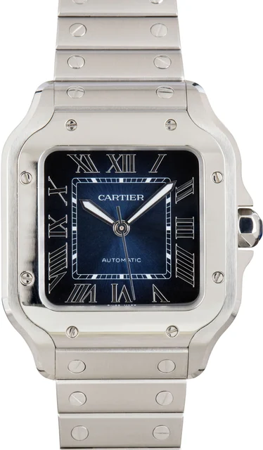 Cartier Santos de Ref WSSA0063 Blue Medium Model kol saati