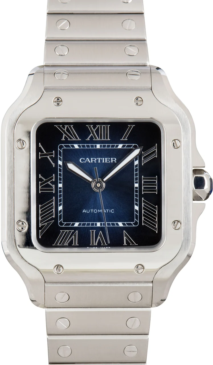 Cartier Santos de Ref WSSA0063 Blue Medium Model 35.1 mm kol saati