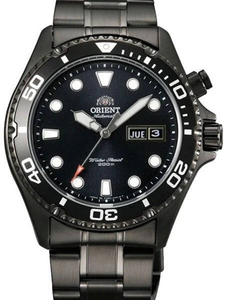 Orient Black Ray Raven 21-Jewel Automatic Dive Watch with Black PVD Bracelet #EM65007B kol