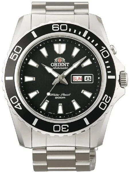 Orient SCRATCH AND DENT - Black Mako II Automatic Dive Watch on a Bracelet #CEM75001B-SND1 46 mm kol saati