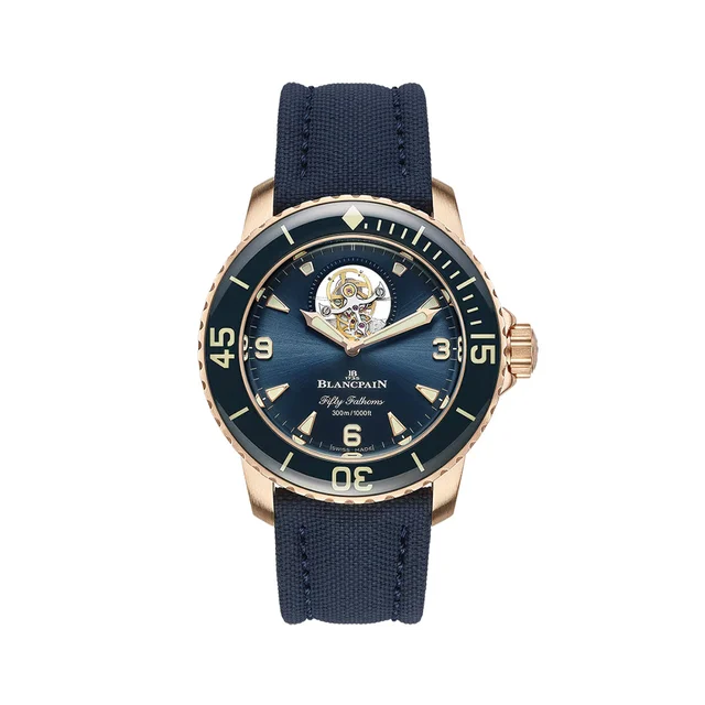 Blancpain Fifty Fathoms Tourbillon 8 Days Red Gold 45mm - Blue on Fabric Strap 5025-36B40-