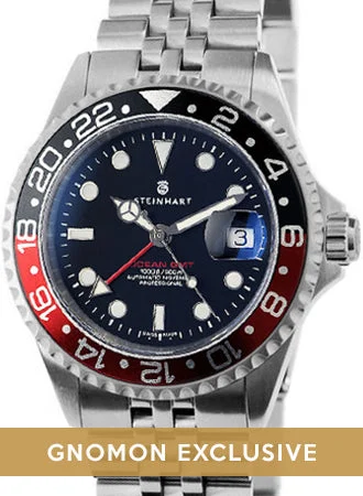 Steinhart Ocean One GMT Black/Red - Jubilee Bracelet O1BLKRED/ST/GMT/JUB 49 mm kol saati