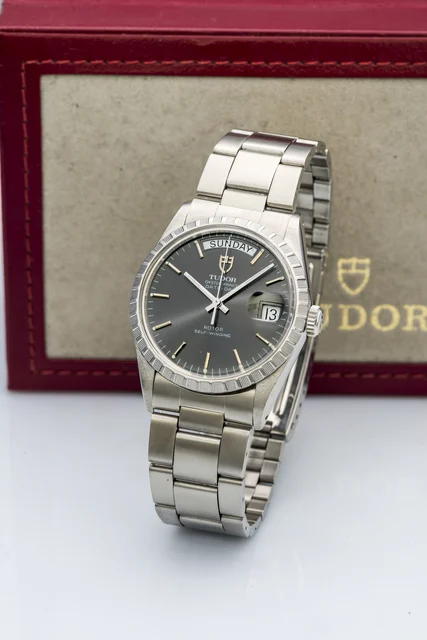 Tudor TUDOR, REF. 94510, DATE-DAY, STEEL A fine, self-winding, stainless steel wristwatch 