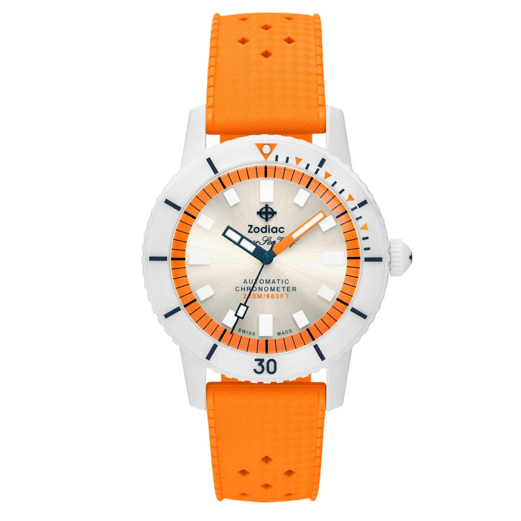 Zodiac Super Seawolf Ceramic COSC Automatic Dive Watch with Silver Dial #ZO9591 kol saati