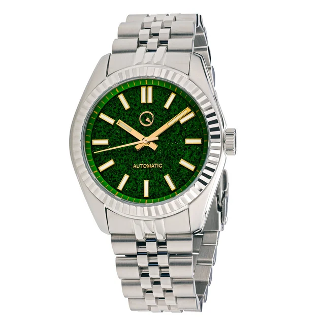 Islander Brookville Hi-Beat Automatic Dress Watch with Green Aventurine #ISL-180 kol saati
