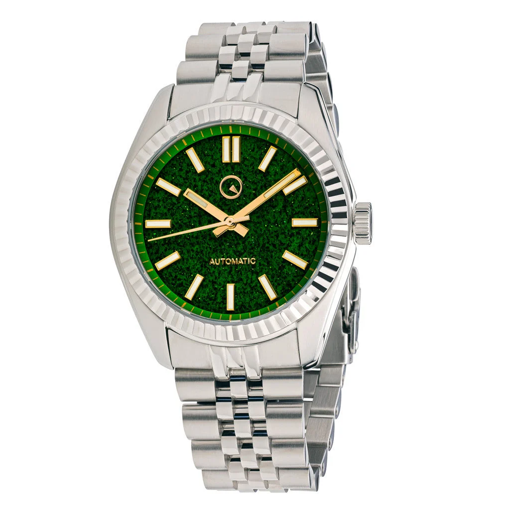 Islander Brookville Hi-Beat Automatic Dress Watch with Green Aventurine #ISL-180 38 mm kol saati