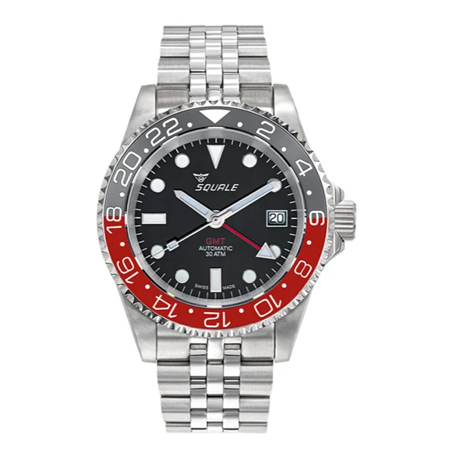 Squale Scratch and Dent - 300 meter Swiss Automatic GMT watch with Luminous Ceramic Bezel,