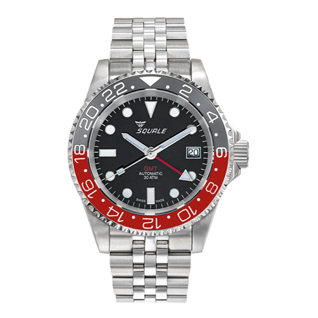 Squale Scratch and Dent - 300 meter Swiss Automatic GMT watch with Luminous Ceramic Bezel, AR Sapphire Crystal #SND998 40 mm kol saati