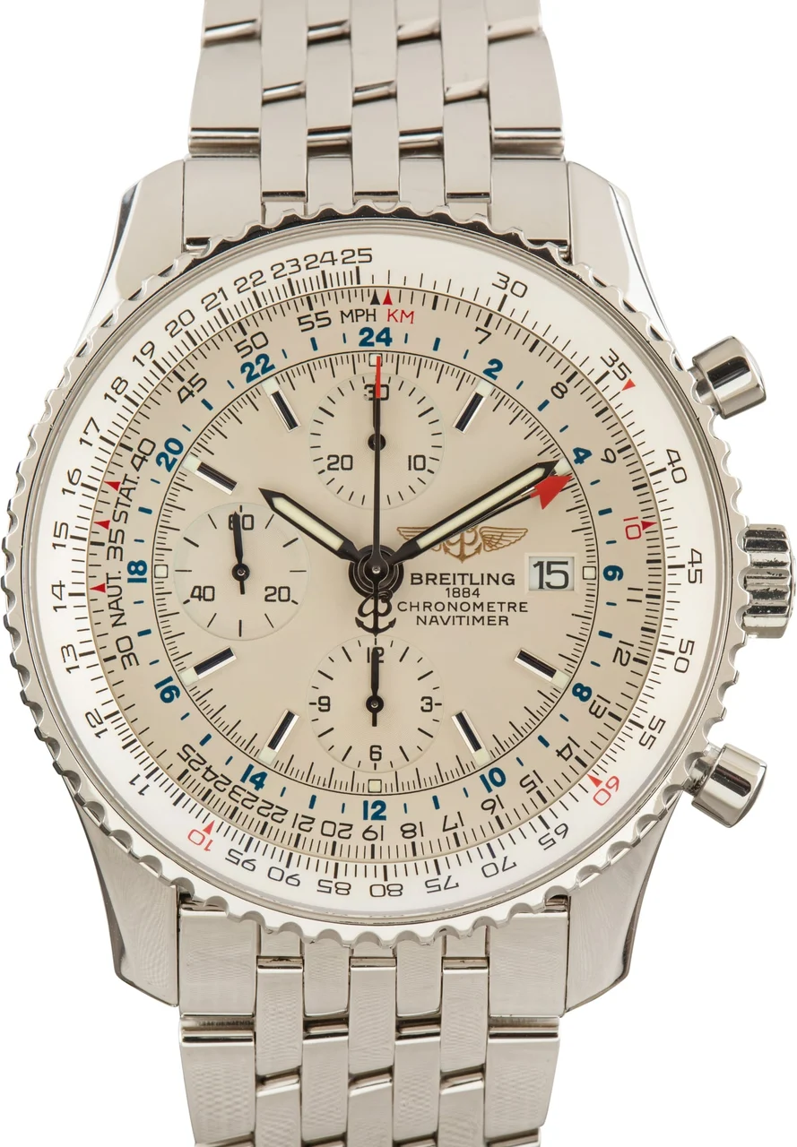 Breitling Navitimer 1 Chronograph GMT 46 Blue Dial A24322 46 mm kol saati