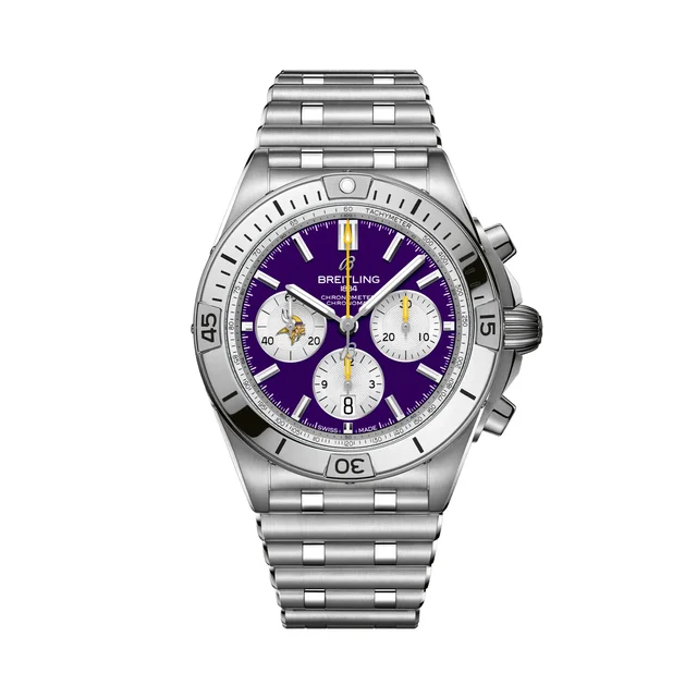 Breitling Chronomat B01 42 NFL Minnesota Vikings Edition AB01342B1K4A1 kol saati