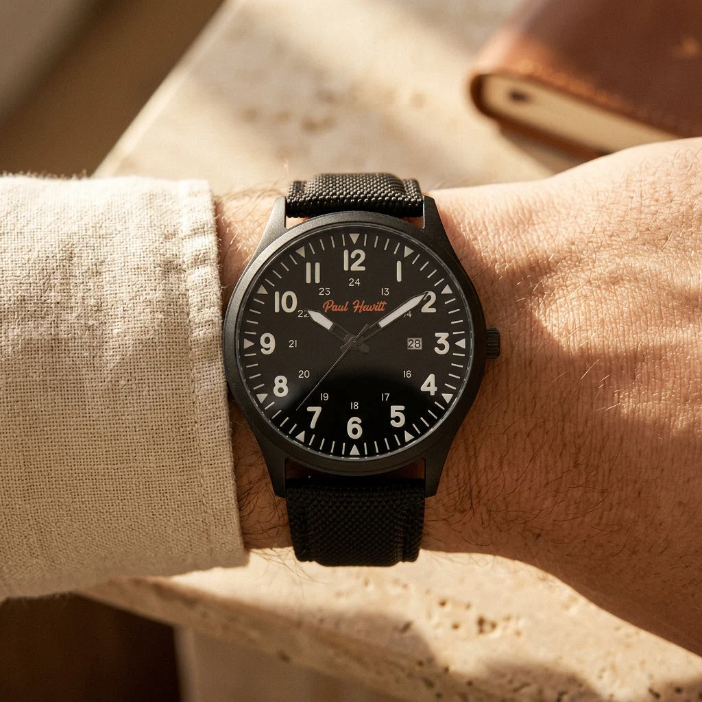 Default Captain's Field Watch Midnight black PH-W-2039 kol saati