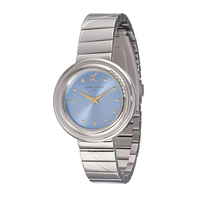 Passy Météore ’ Watch - Silver Case with Clear Sky Dial, Crystal Bezel, and Metal Link Str