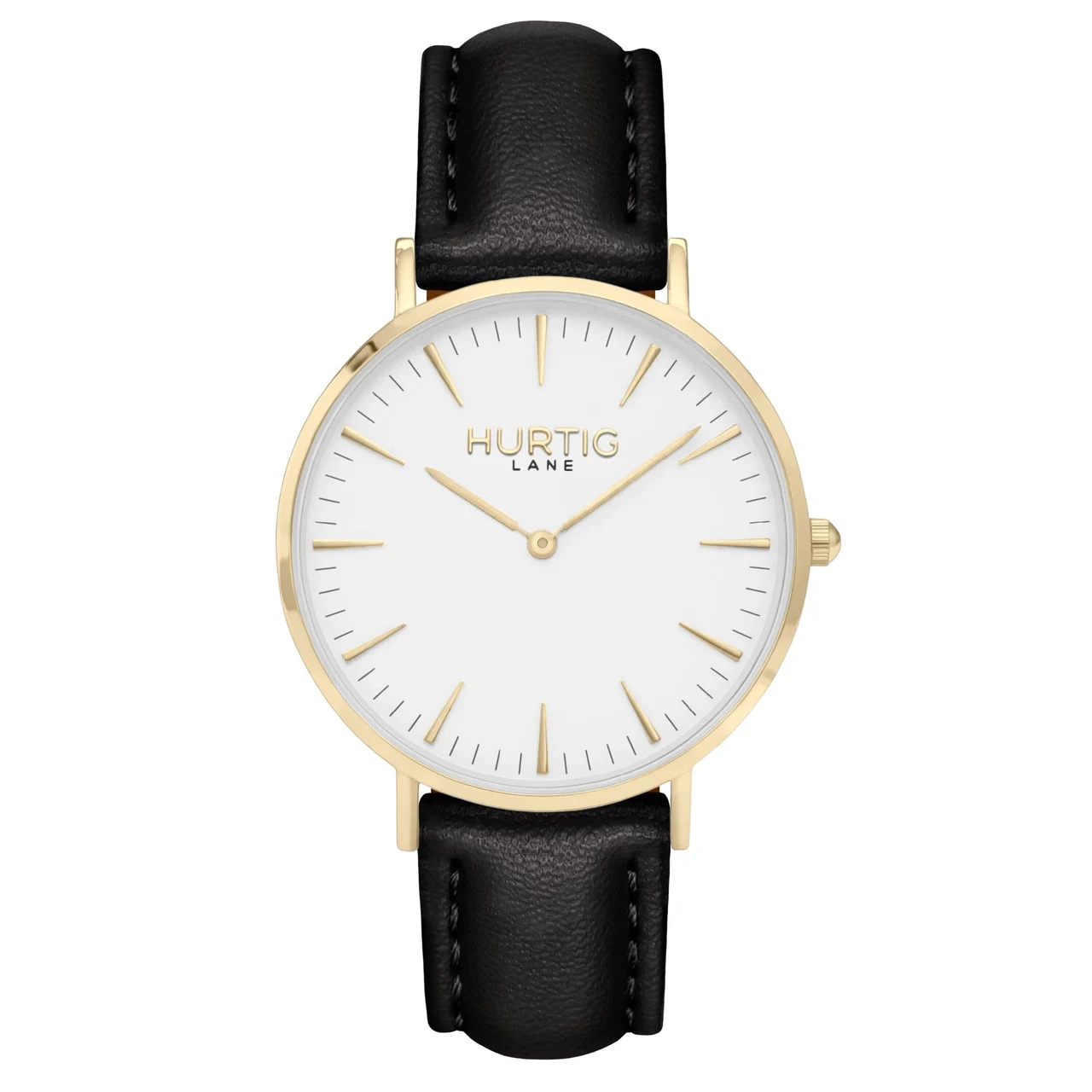 Hurtig Lane Vegan Watches Mykonos CACTUS Leather Watch Gold, White & Black 40 mm kol saati
