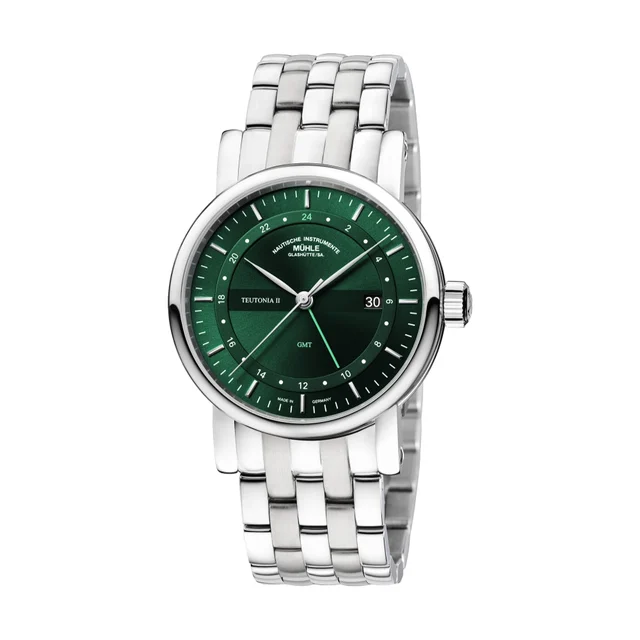 Muhle Glashutte Teutonia II GMT Green Dial 41mm on Stainless Steel Bracelet M1-33-96-MB ko