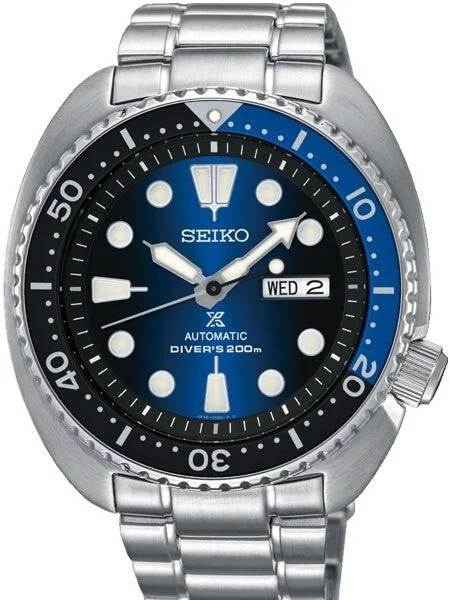 Seiko Turtle Prospex Automatic Dive Watch with Radiant Blue Dial and Stainless Steel Bracelet #SRPC25K1 45 mm kol saati