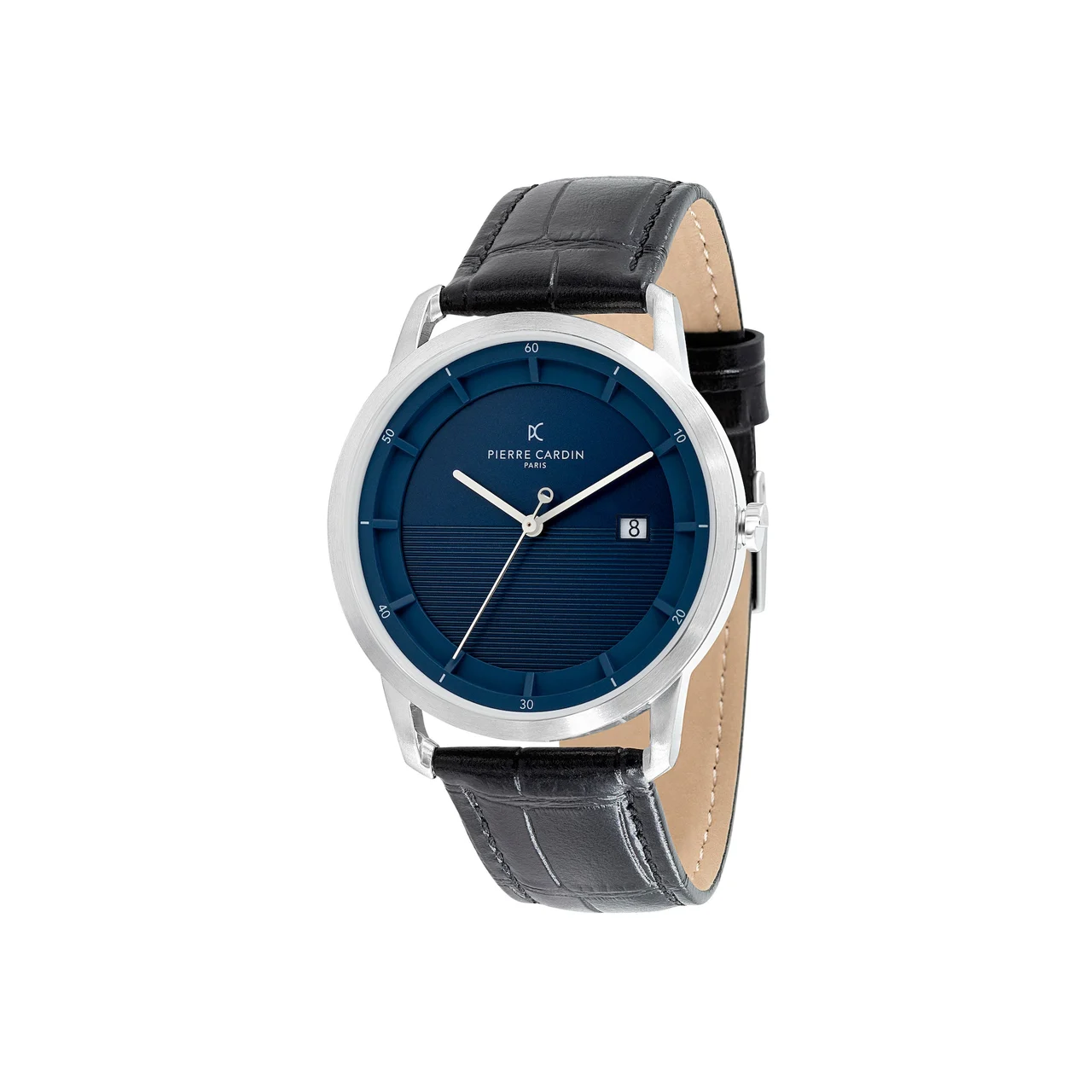 ST. GERMAIN Lines Watch with Blue Dial, Silver Case and Black Leather Strap CLC.6004 kol saati