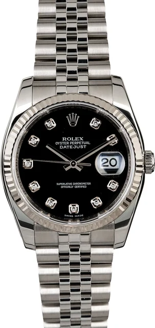 Rolex Diamond Datejust 116234 Black Dial 116234BKDJ kol saati