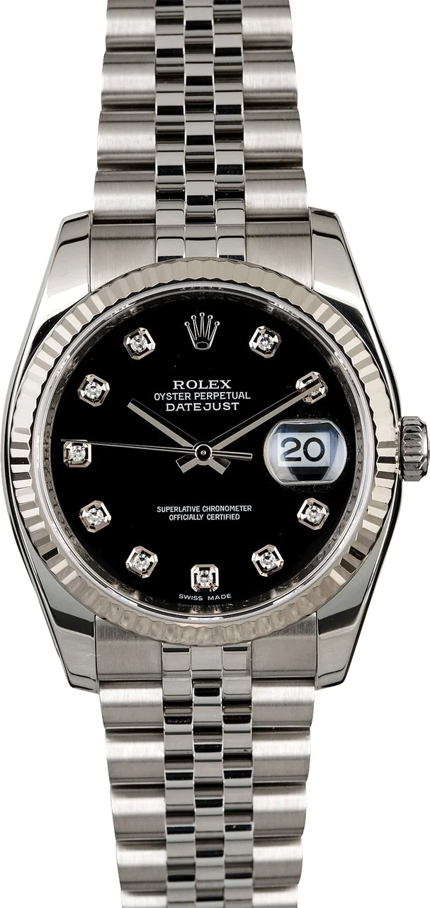 Rolex Diamond Datejust 116234 Black Dial 116234BKDJ 36 mm kol saati