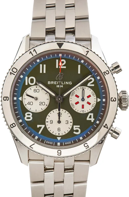 Breitling Classic AVI Chronograph 42 Curtiss Warhawk Green Dial A233802A1L1A1 kol saati