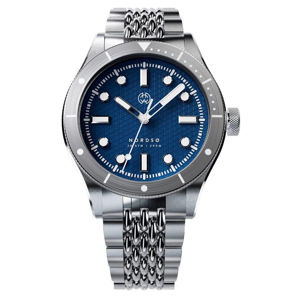 Henry Archer Nordso Automatic Dive Watch with Celestial Blue 316 Dial #HAC-NOR-CB3-BOR 47 mm kol saati