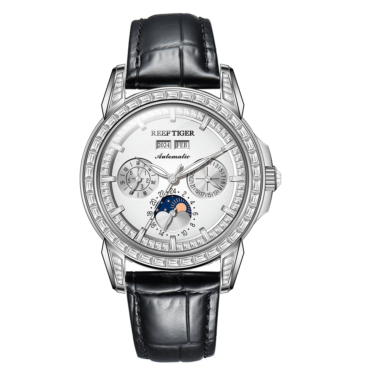 Reef Tiger Moon Phase RGA1988-YWBD 43 mm kol saati