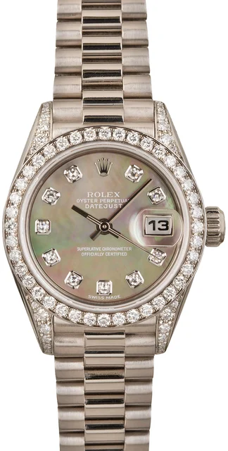 Rolex President 79159 White Gold Diamonds 79159SDP kol saati