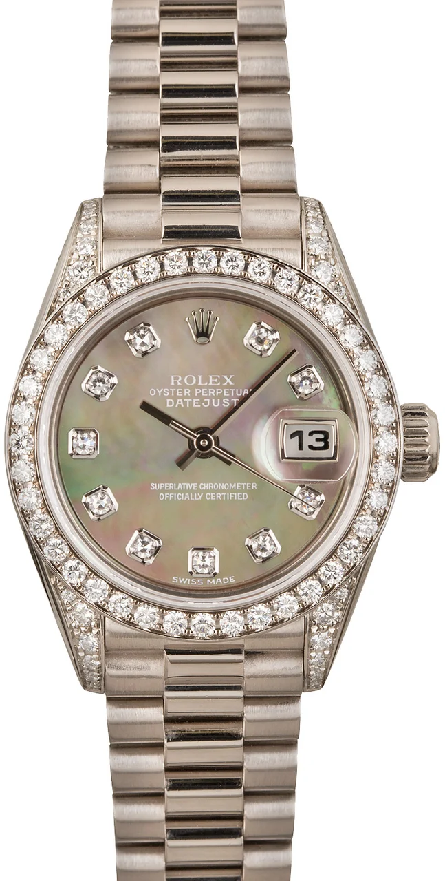 Rolex President 79159 White Gold Diamonds 79159SDP 26 mm kol saati