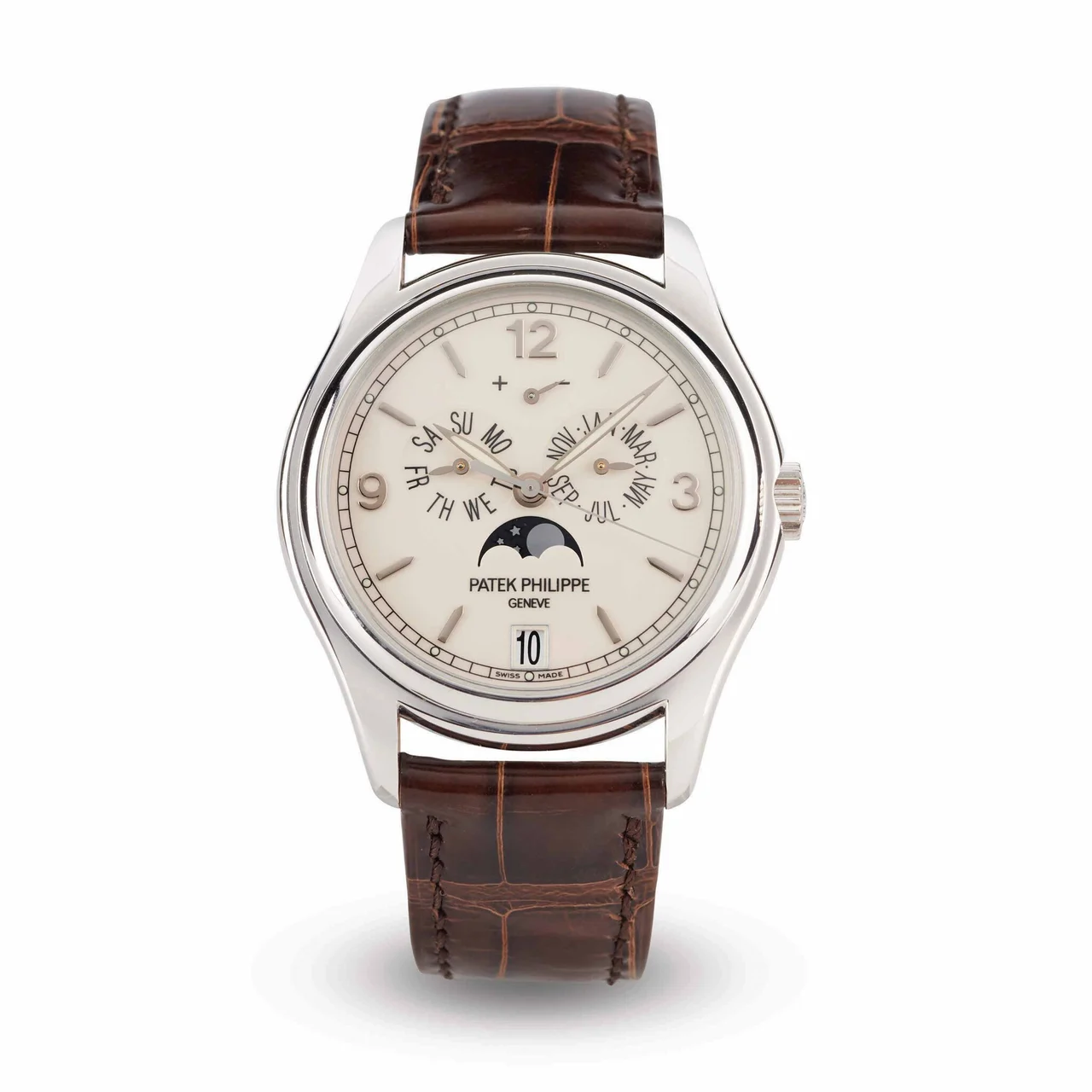 Patek Philippe PATEK PHILIPPE REF. 5146G, ANNUAL CALENDAR MOON PHASE ARDOISE DIAL, 18K WHITE GOLD, ORIGINAL SET kol saati