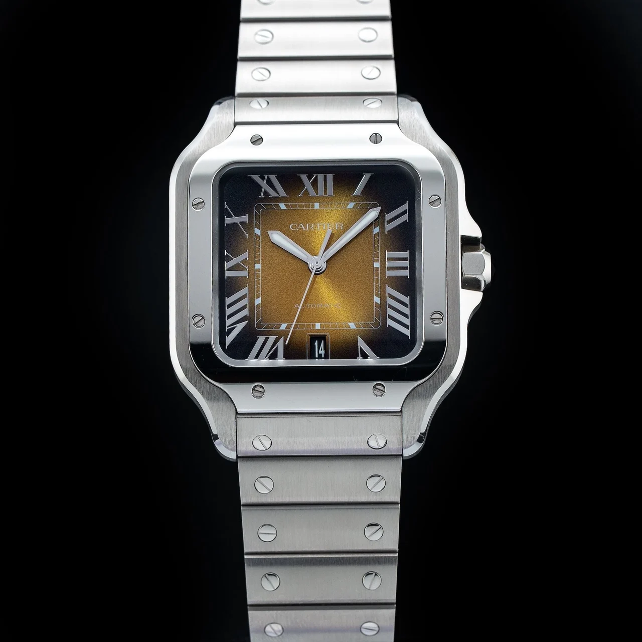 Cartier Santos Steel Brown Dial 40mm POC210009N32983 40 mm kol saati