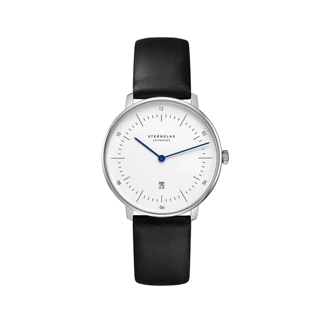 Sternglas Naos XS Quartz 33mm - White on Leather Strap S01-ND01-KL05 kol saati