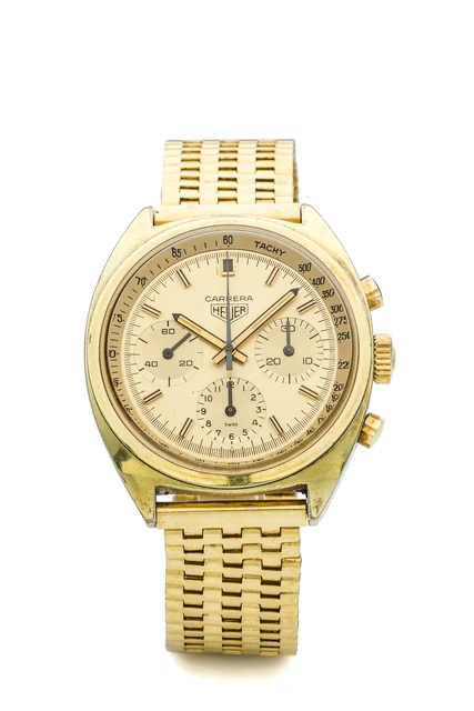 Heuer HEUER, REF. 73655, CARRERA, GOLD PLATED A fine, manual wind, gold plated chronograph