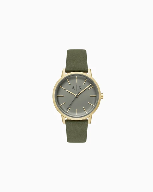 Armani Exchange Three-Hand Green Leather Watch AX2765 kol saati