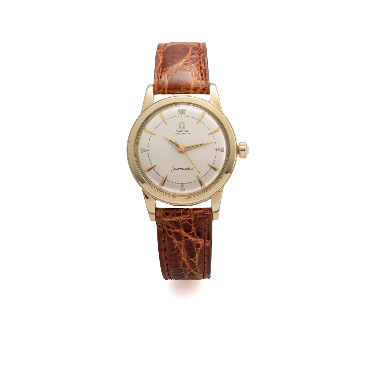 OMEGA Ref. GX 6546, self-winding, centre-seconds, silver dial; “Seamaster”; 14K yellow gold kol saati