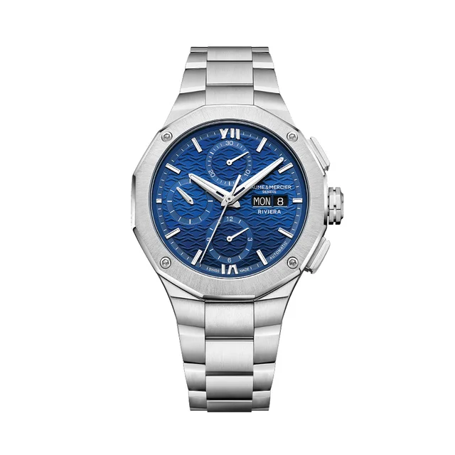Baume Et Mercier Riviera 10826 Automatic Chronograph 41mm - Blue on Bracelet M0A10826 kol