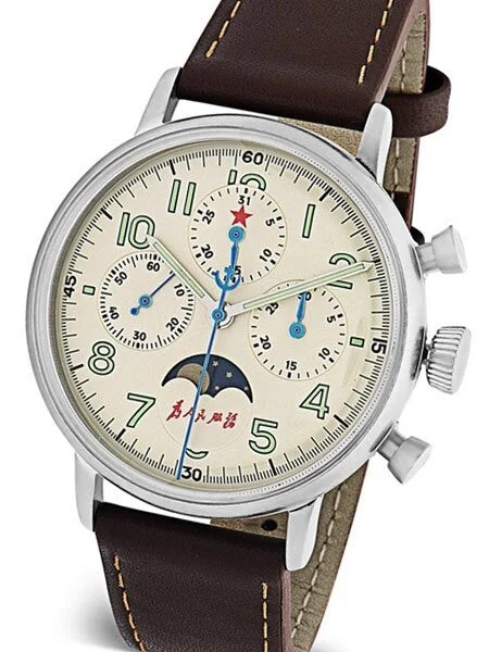 Red Star Scratch and Dent - Hand Wind Mechanical Chronograph with Moonphase #7756G-D SND76