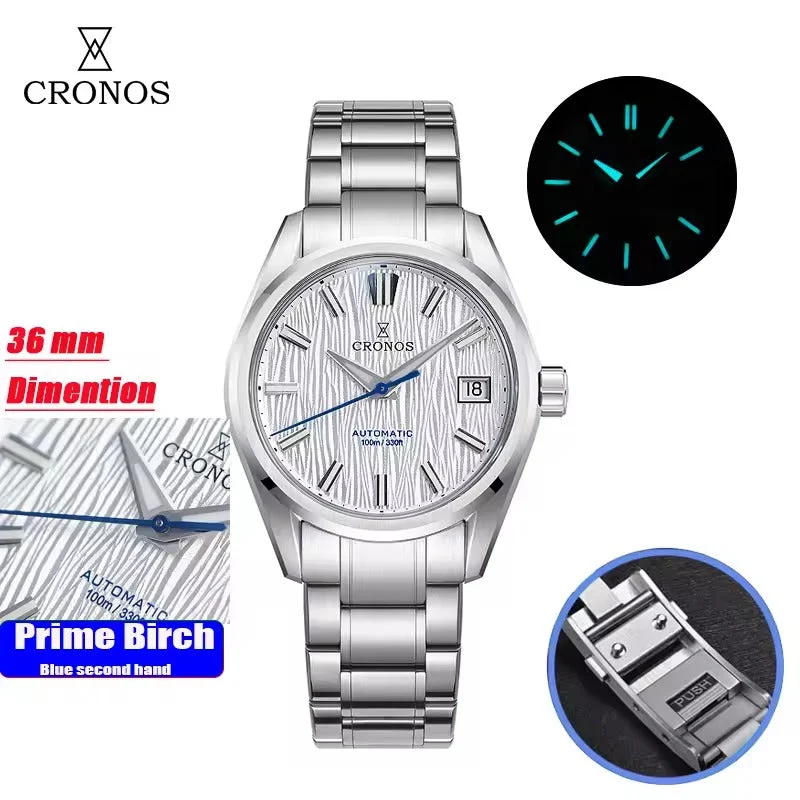 Cronos Watch Store Cronos Men Watches 36mm Automatic PT5000 Miyota 9015 L6048M 克诺时-L6048-PT机芯-白面36mm-棕皮 36 mm kol saati