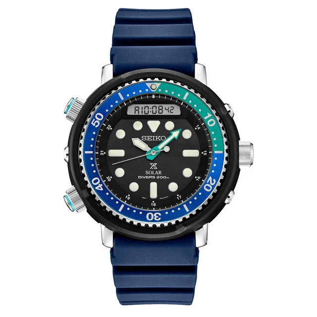 Seiko Prospex Tropical Lagoon Solar Analog-Digital Dive Watch #SNJ039 kol saati