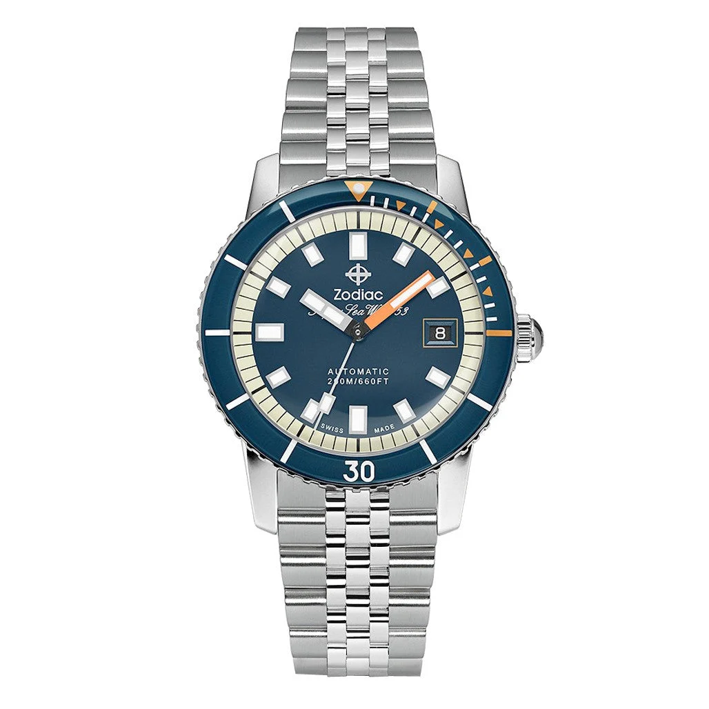 Zodiac Super Sea Wolf Automatic Stainless Steel Watch #ZO9266 kol saati