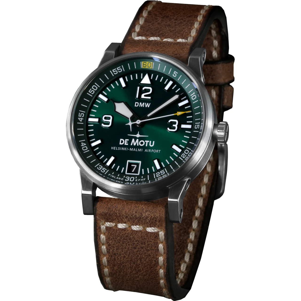 Demotu DMW Mk I Green Brushed Steel 42 mm kol saati