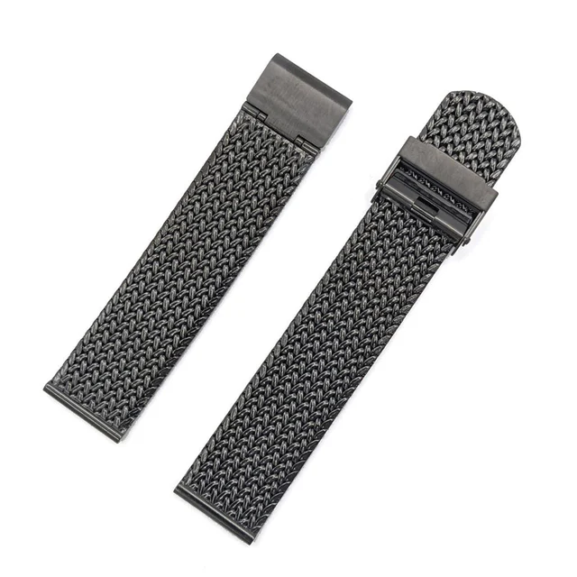 Staib Polonaise IP Black Stainless Steel Mesh Bracelet, Straight End #ST-BK-2910-20818SBL 