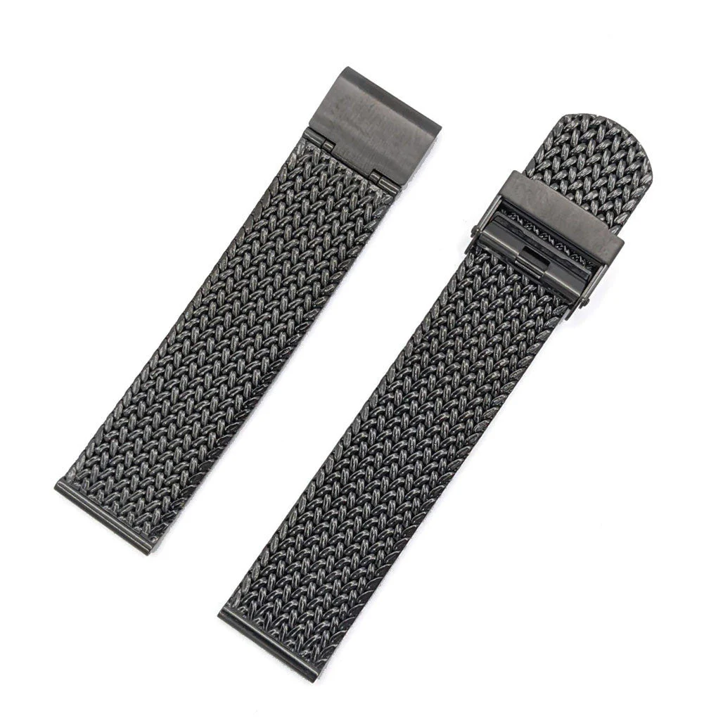 Staib Polonaise IP Black Stainless Steel Mesh Bracelet, Straight End #ST-BK-2910-20818SBL kol saati