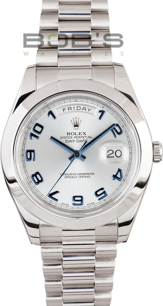 Rolex Platinum President Day Date II 218206 Glacier 218206SDP 41 mm kol saati