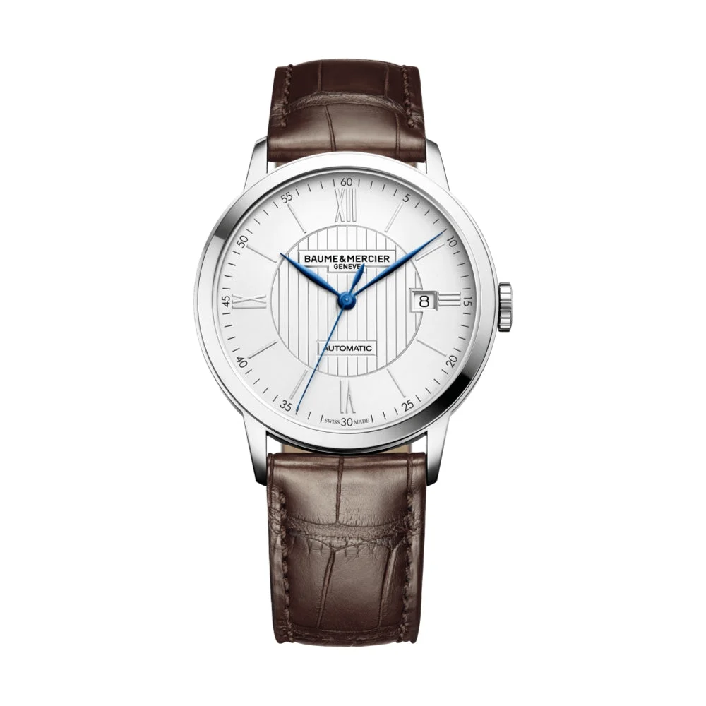 Baume Et Mercier Classima 10214 Automatic 40mm - Silver on Leather Strap M0A10214 40 mm kol saati